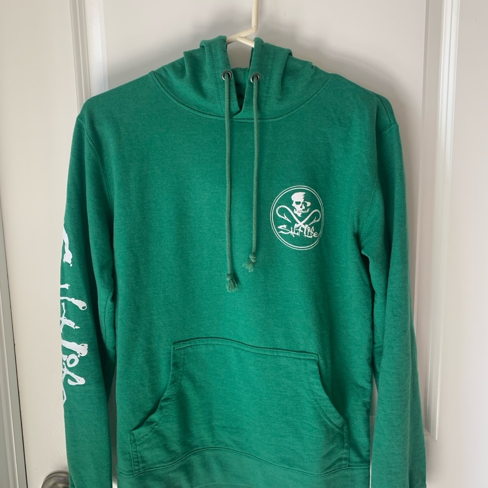 Salt Life Green Hoodie Tee with Skull Emblem